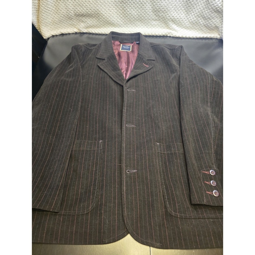Indigo Palms Denim Co Men's XL Pinstripe Blazer Cotton Coat Fabric Made in Italy